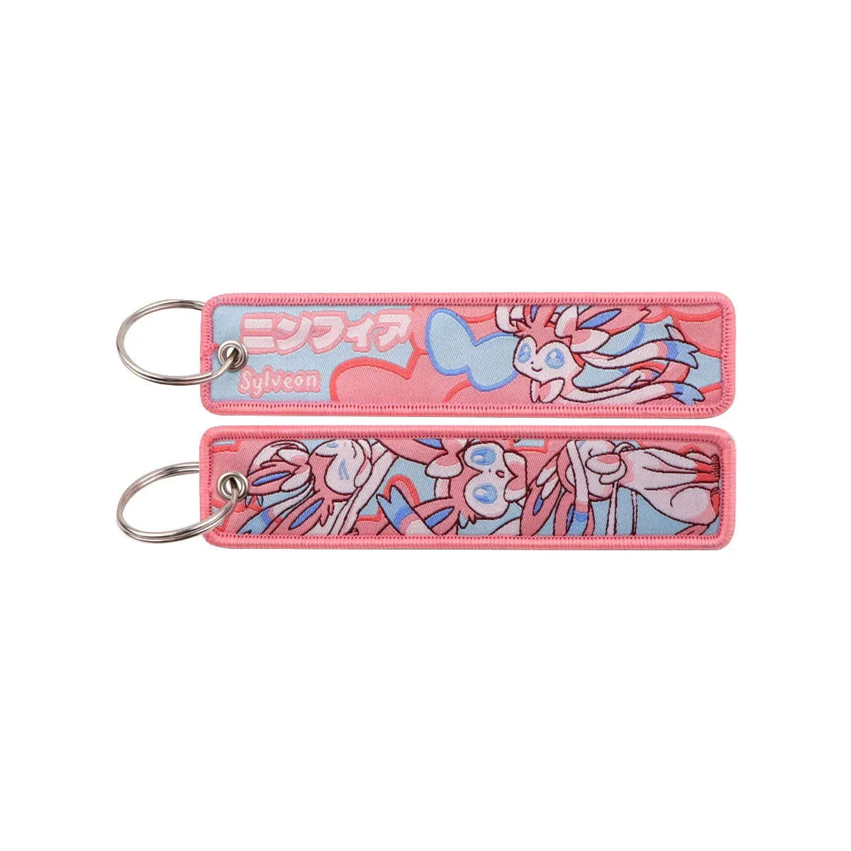 Anime Pokemon Key Chain Embroidery Key Fobs Cartoon Keychains for Car Key Ring Accessories