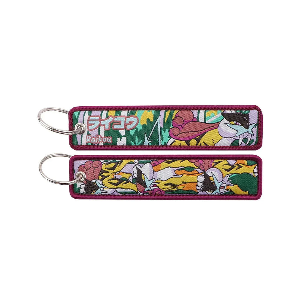 Anime Pokemon Key Chain Embroidery Key Fobs Cartoon Keychains for Car Key Ring Accessories