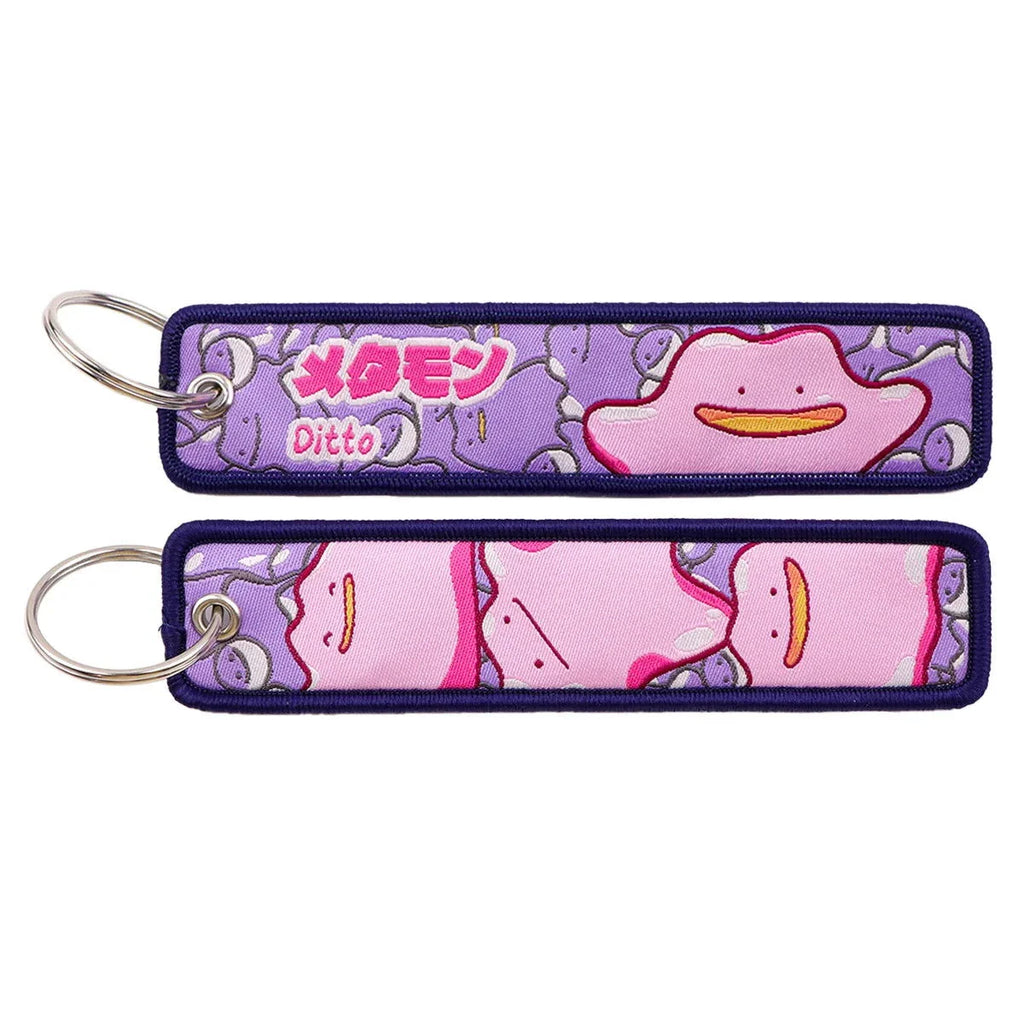 Anime Pokemon Key Chain Embroidery Key Fobs Cartoon Keychains for Car Key Ring Accessories