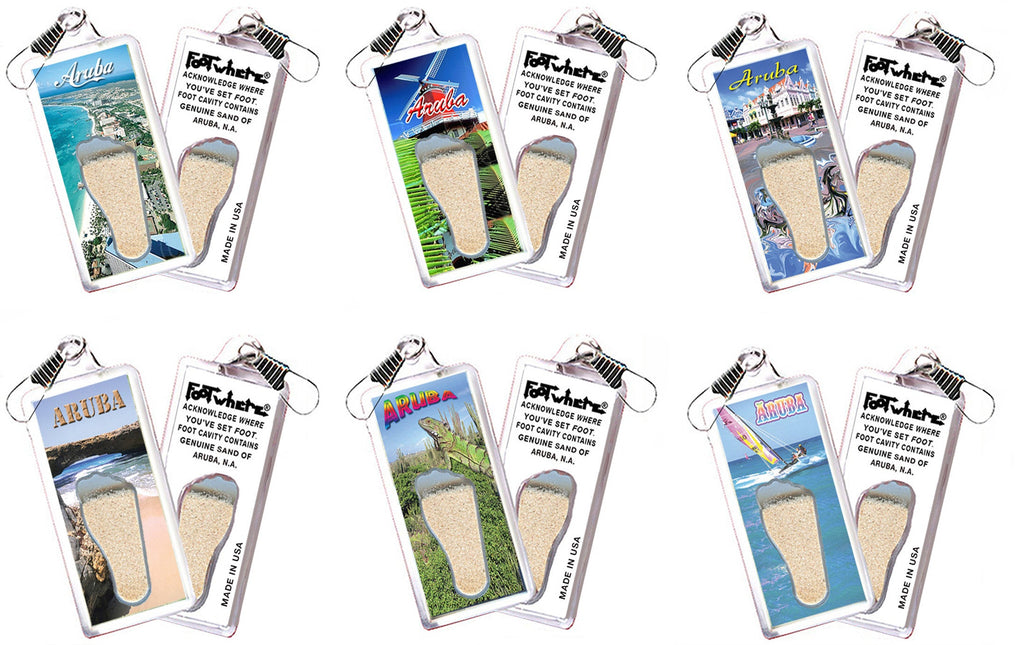 Aruba FootWhere® Souvenir Zipper-Pull. 72 pieces/6 assorted styles.