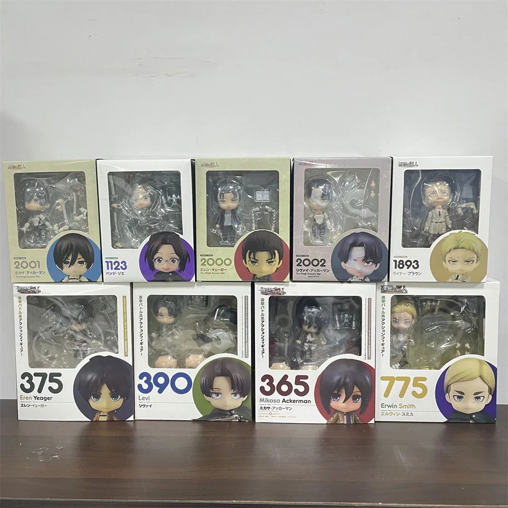 Attack on Titans Chibi Cute Kawaii Anime Figures, Mikasa, Eren, Levi Ackerman, Erwin Smith, Hange Zoe, Reiner Braun Action Figurines PVC Toys Model 10 cm