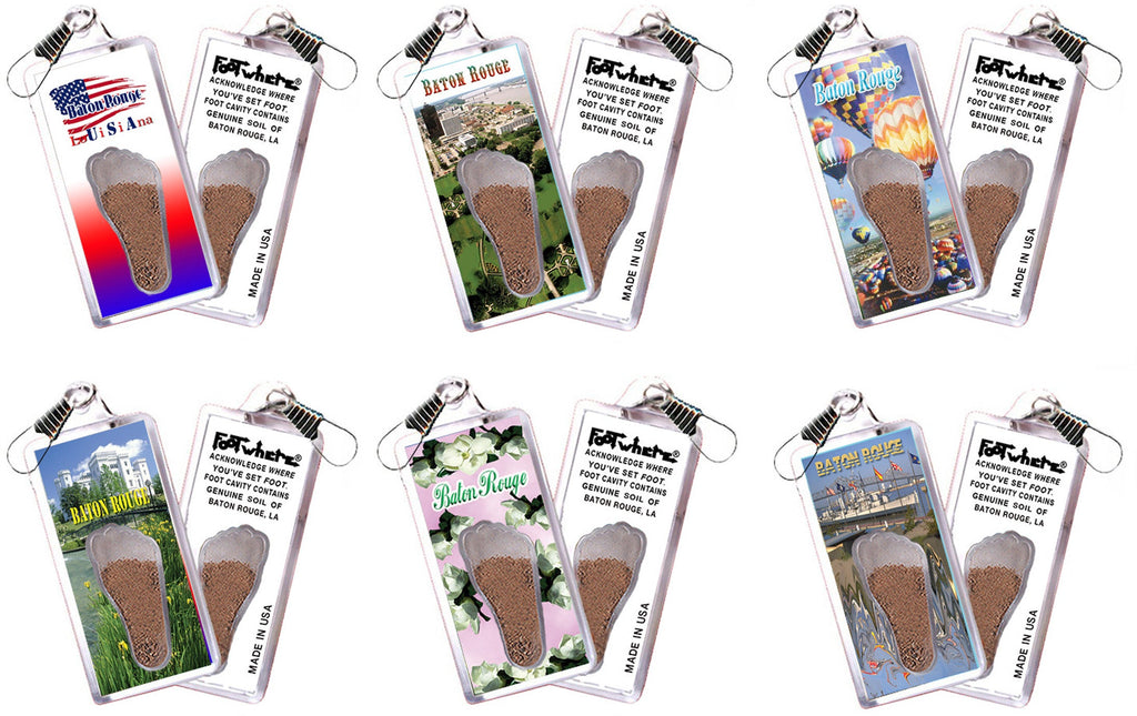 Baton Rouge FootWhere® Souvenir Zipper-Pull 72 pieces/ 6 assorted styles.