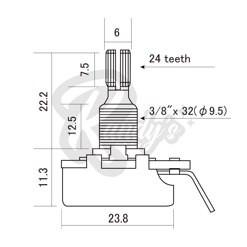 Vintage 275K Ω Potentiometer for Bass, P90 & Single Coil Pickups - Fits Gibson®
