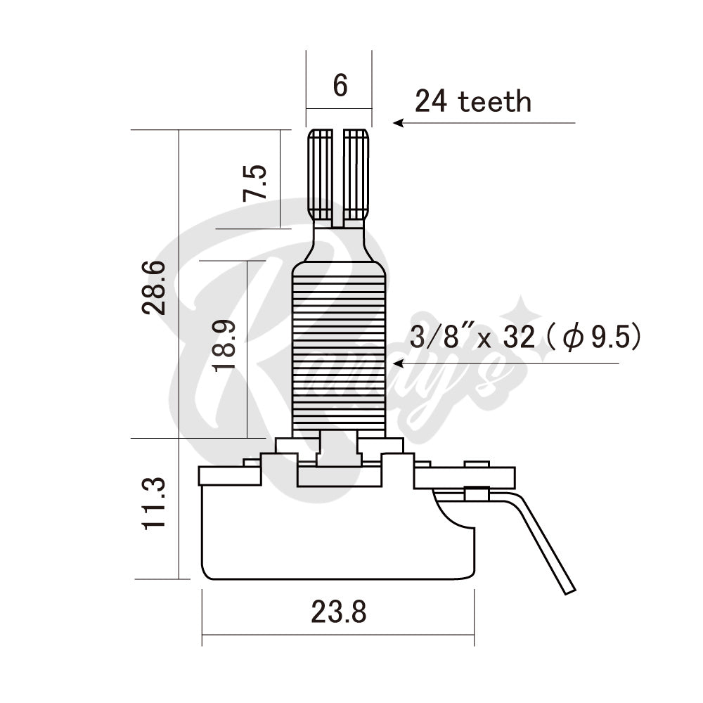 Vintage 550K Ω Potentiometer for Humbucker Pickups - Fits Gibson® Les Paul®