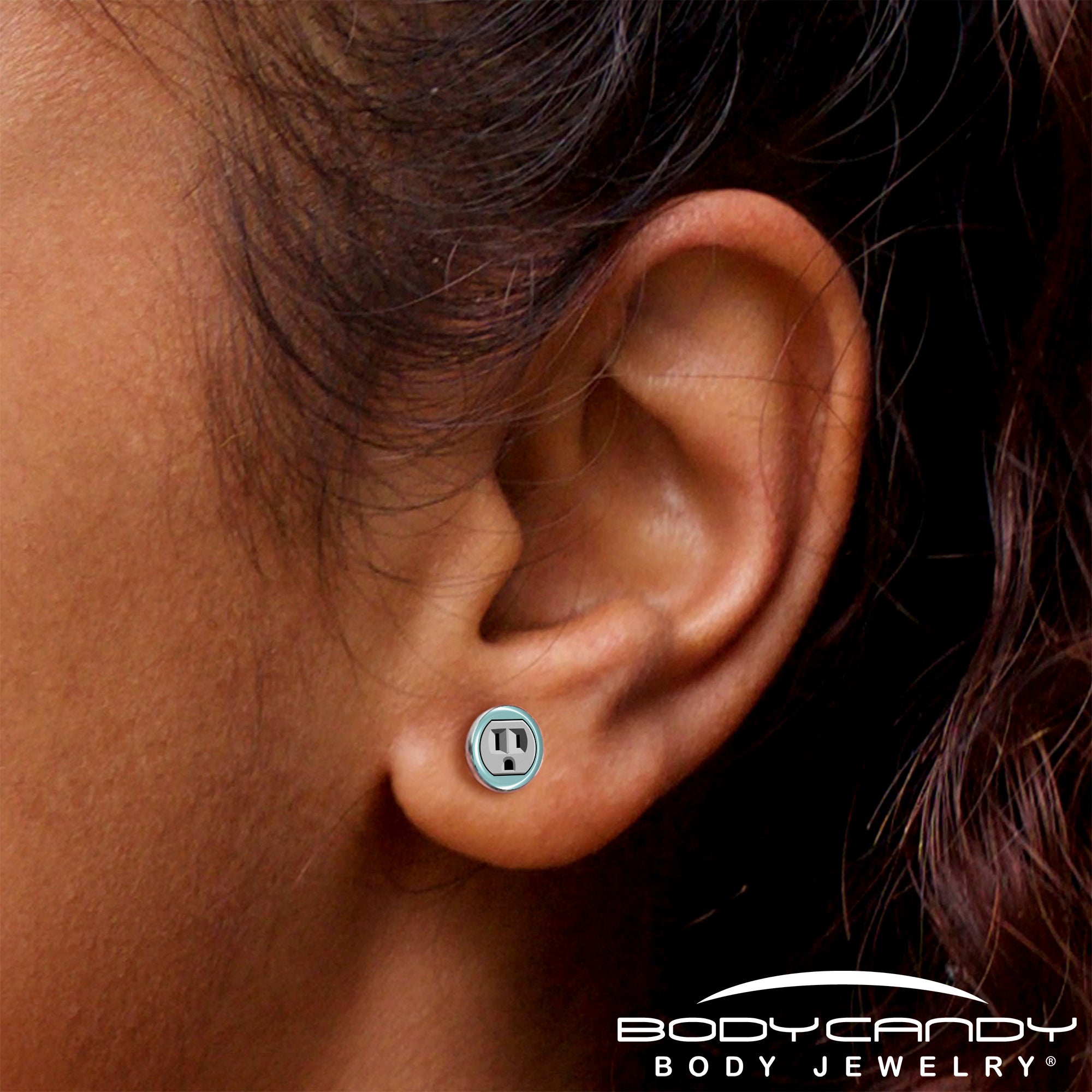 Frowning Plug Outlet Stud Earrings by Onyx O