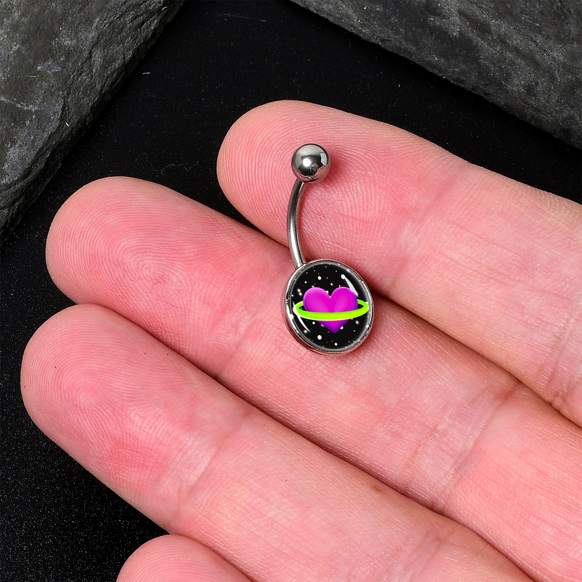 Heart Planet Belly Ring by Onyx O