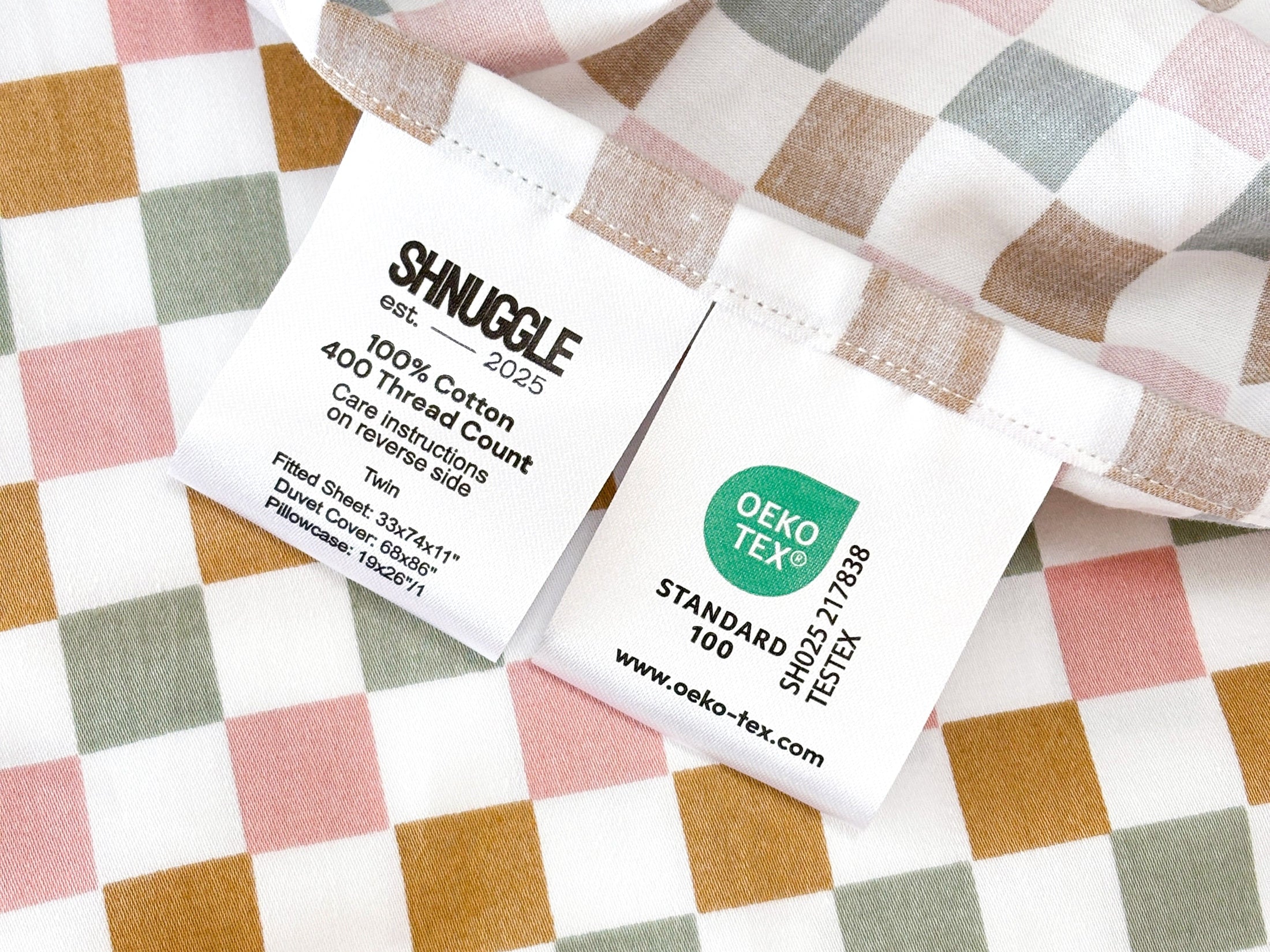 SHNUGGLE Bedding Set Colorful Checker