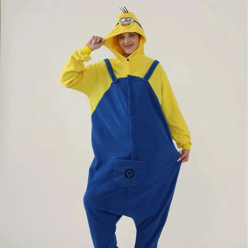 Despicable Me Minions Fleece Pajamas Cartoon Jumpsuit Minions Cartoon Anime Onesie Sleepwear