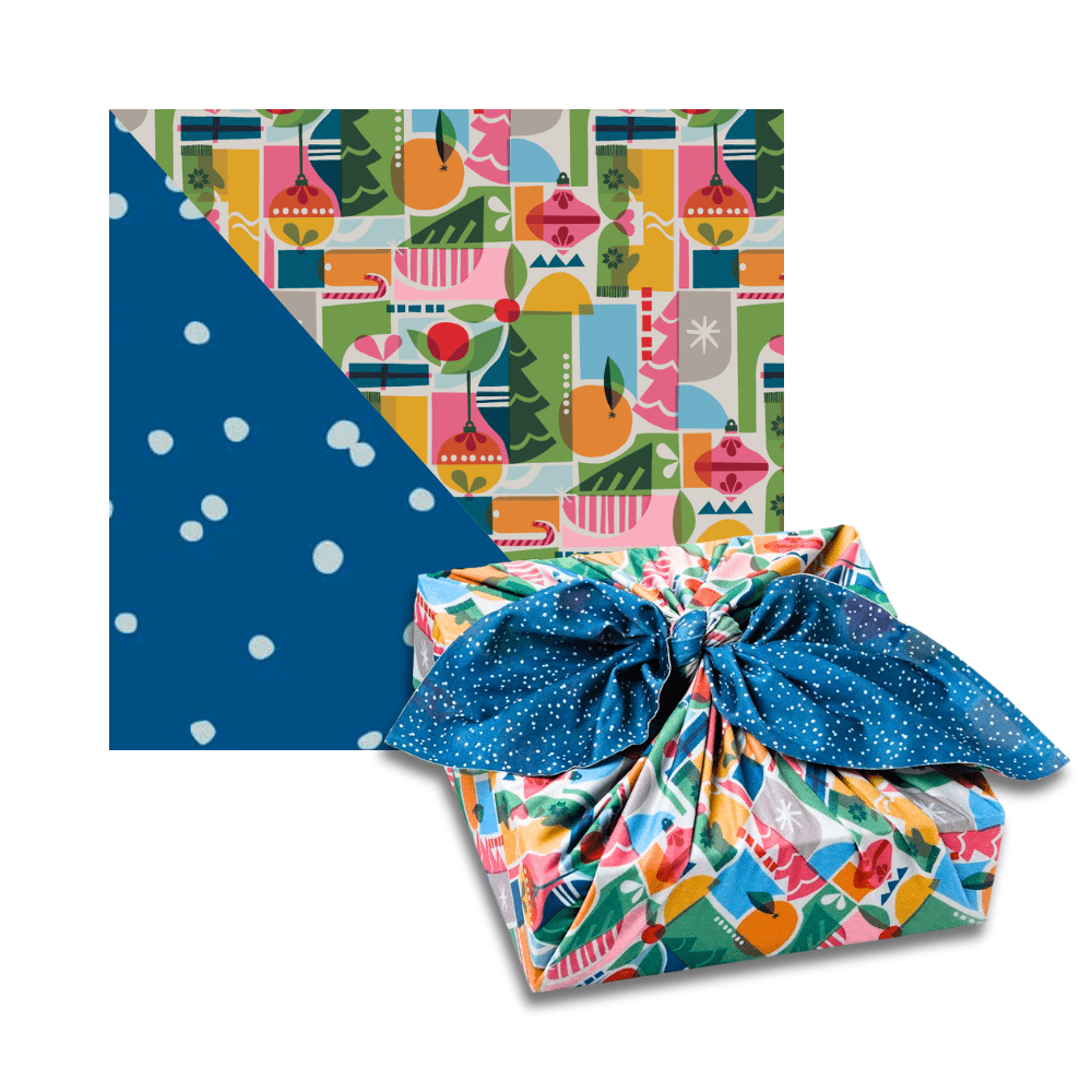 Assorted Set of 9 Reusable Cloth Furoshiki Gift Wrap | Holiday Collection
