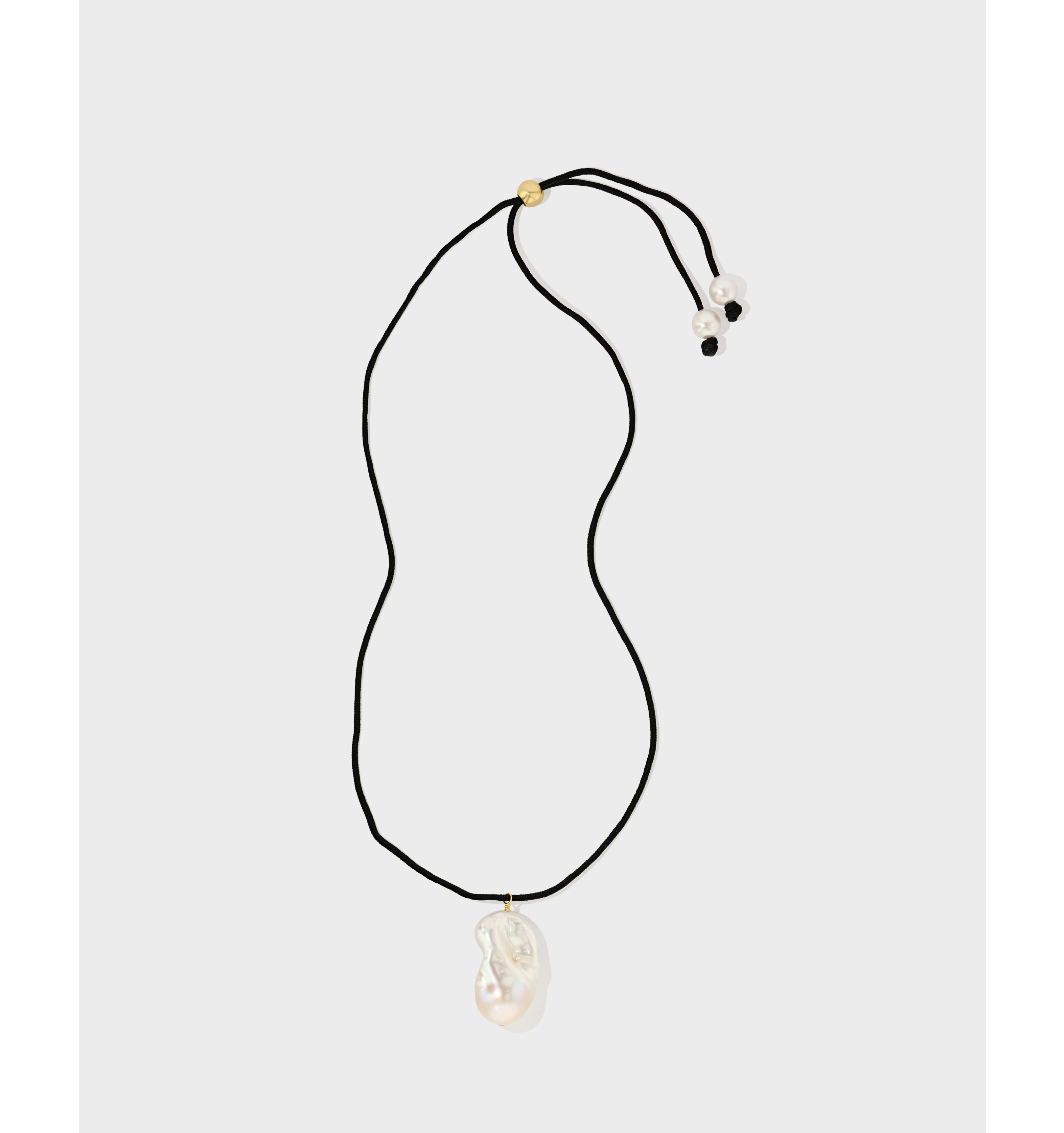 Floating Pearl Necklace Black Cord