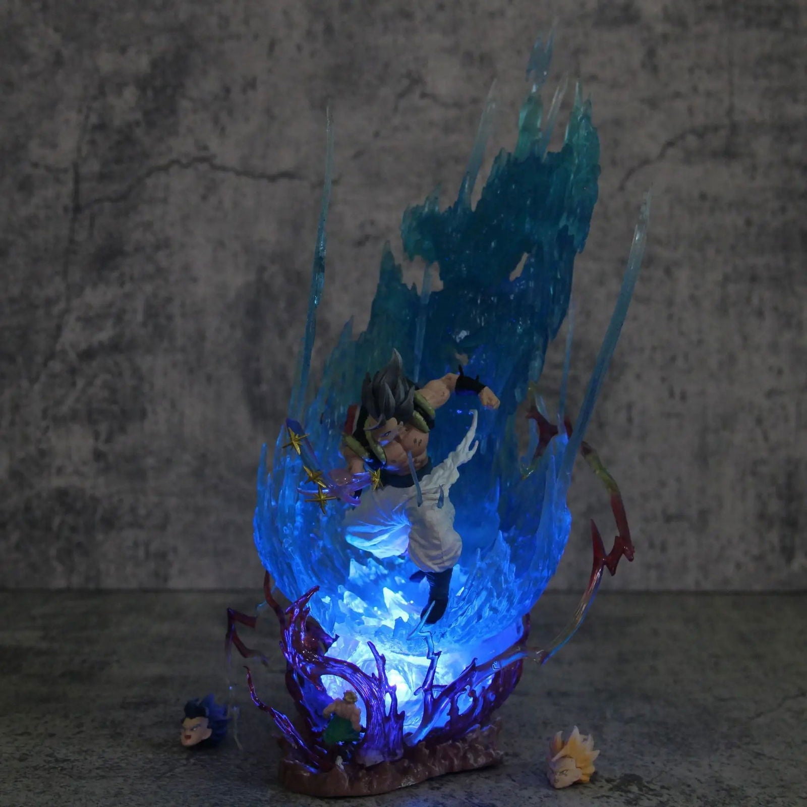 Gogeta Super Saiyan Blue LED Anime Figurine, Dragon Ball Super Action Figures Collection Toy Gift 28 cm