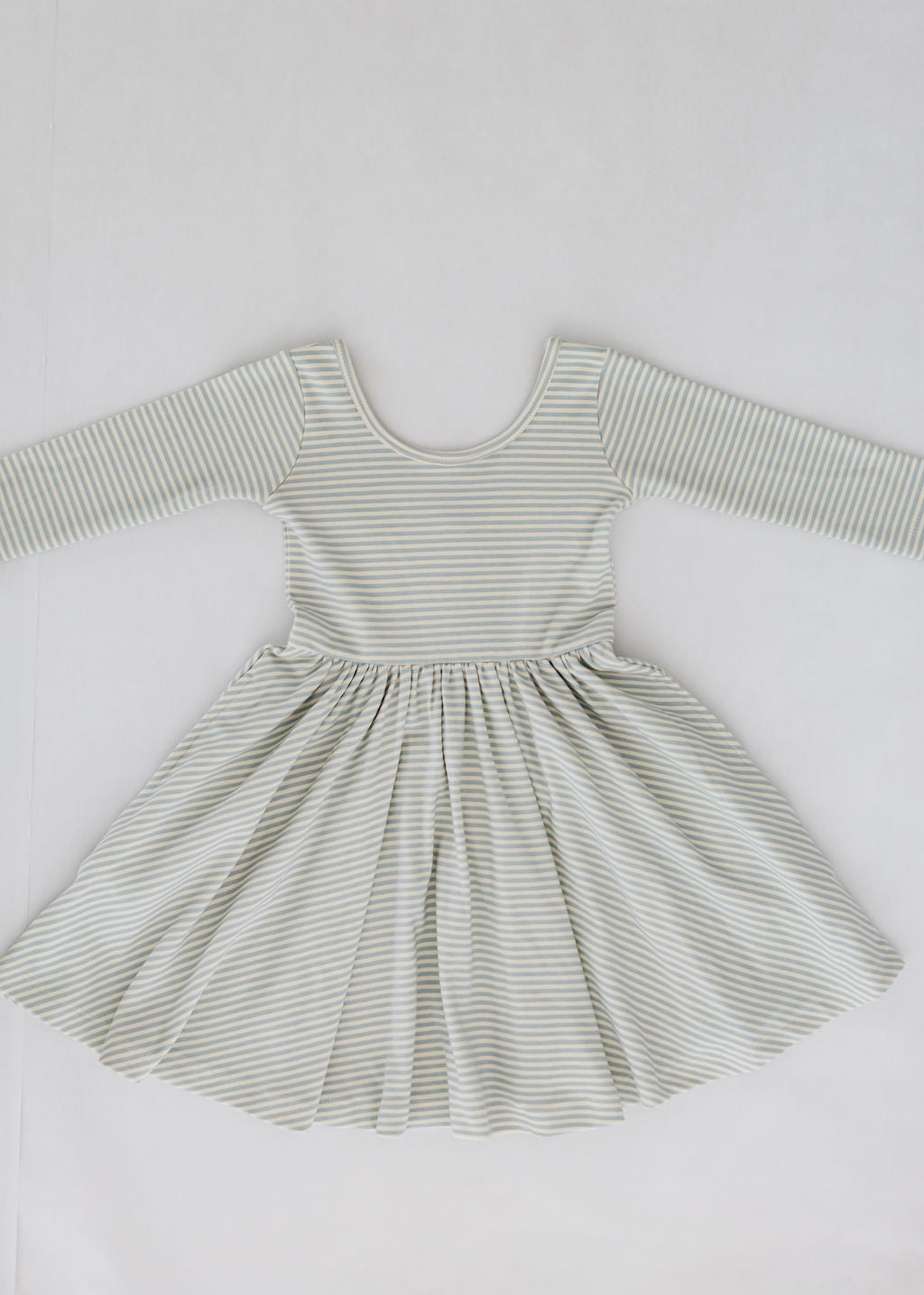 3/4 Sleeve Twirl Dress in Blue French Stripes