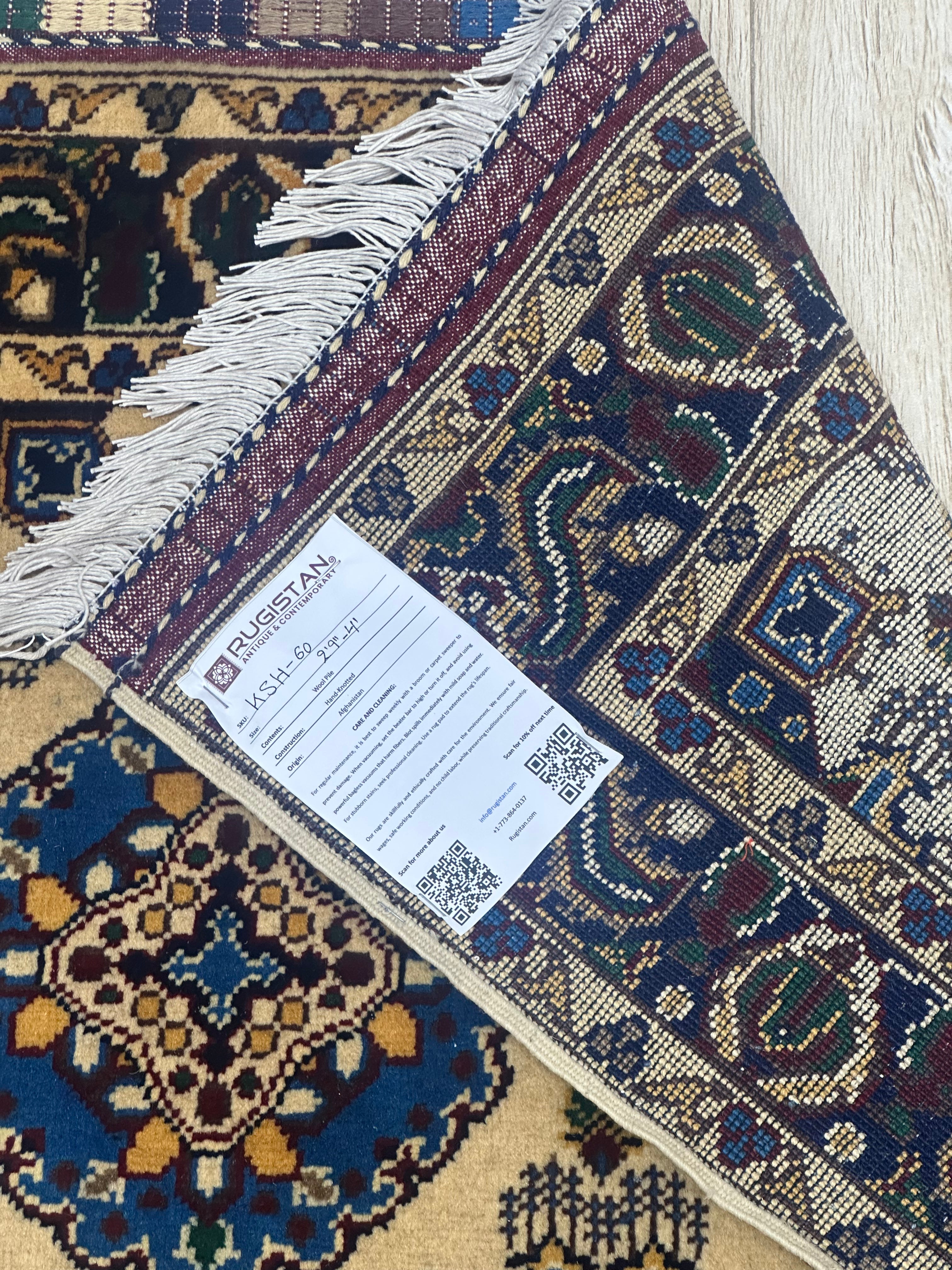 Hand-Knotted Afghani Kashi Wool Rug – 2’9″  x  4’4″