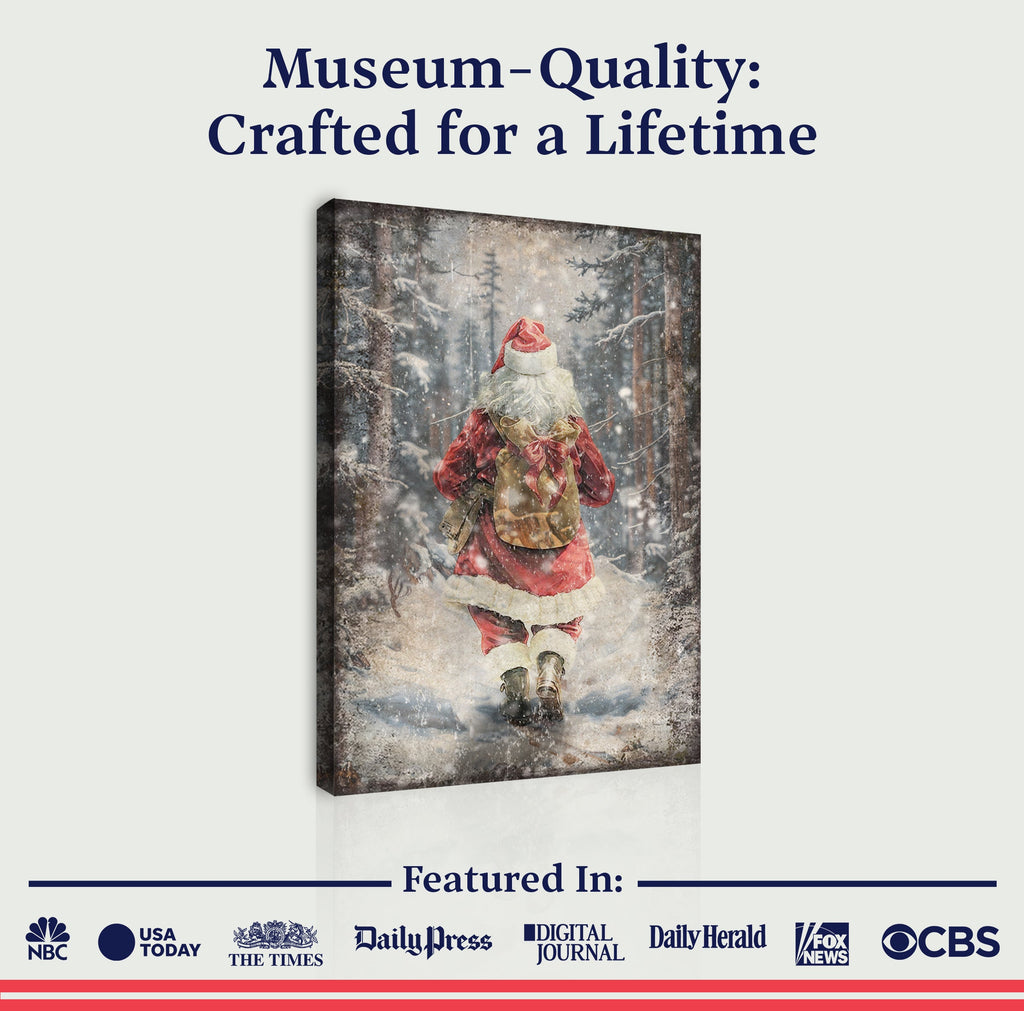 Vintage Santa Claus in Winter Forest Christmas Wall Art II