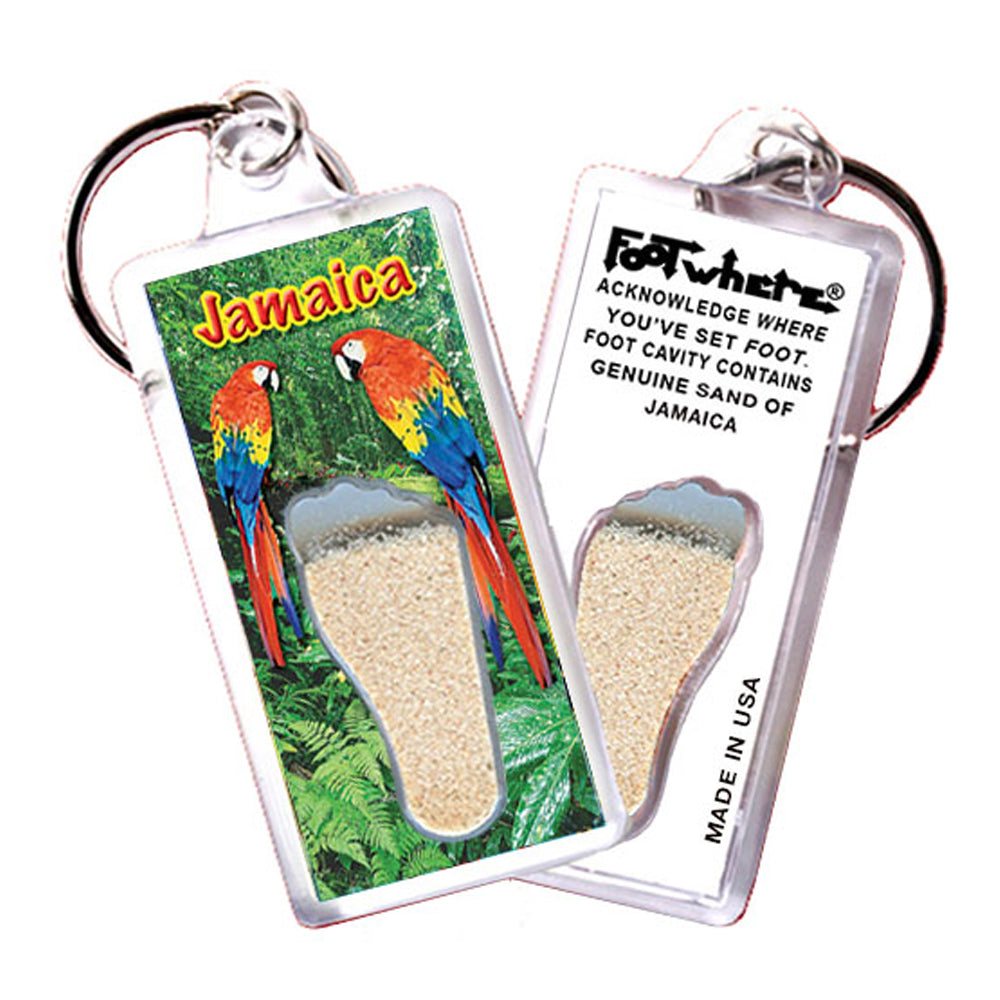 Jamaica FootWhere® Souvenir Keychain. 72 pieces/6 assorted styles.