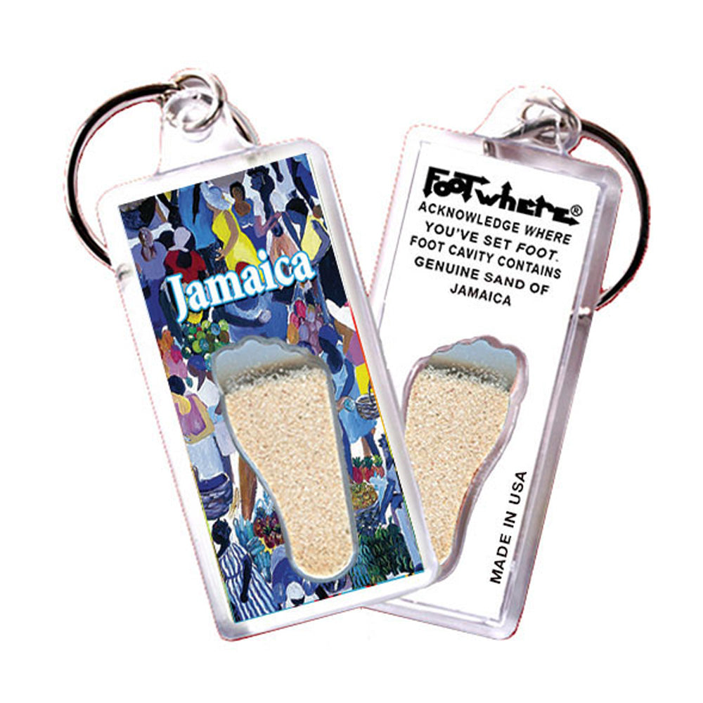 Jamaica FootWhere® Souvenir Keychain. 72 pieces/6 assorted styles.