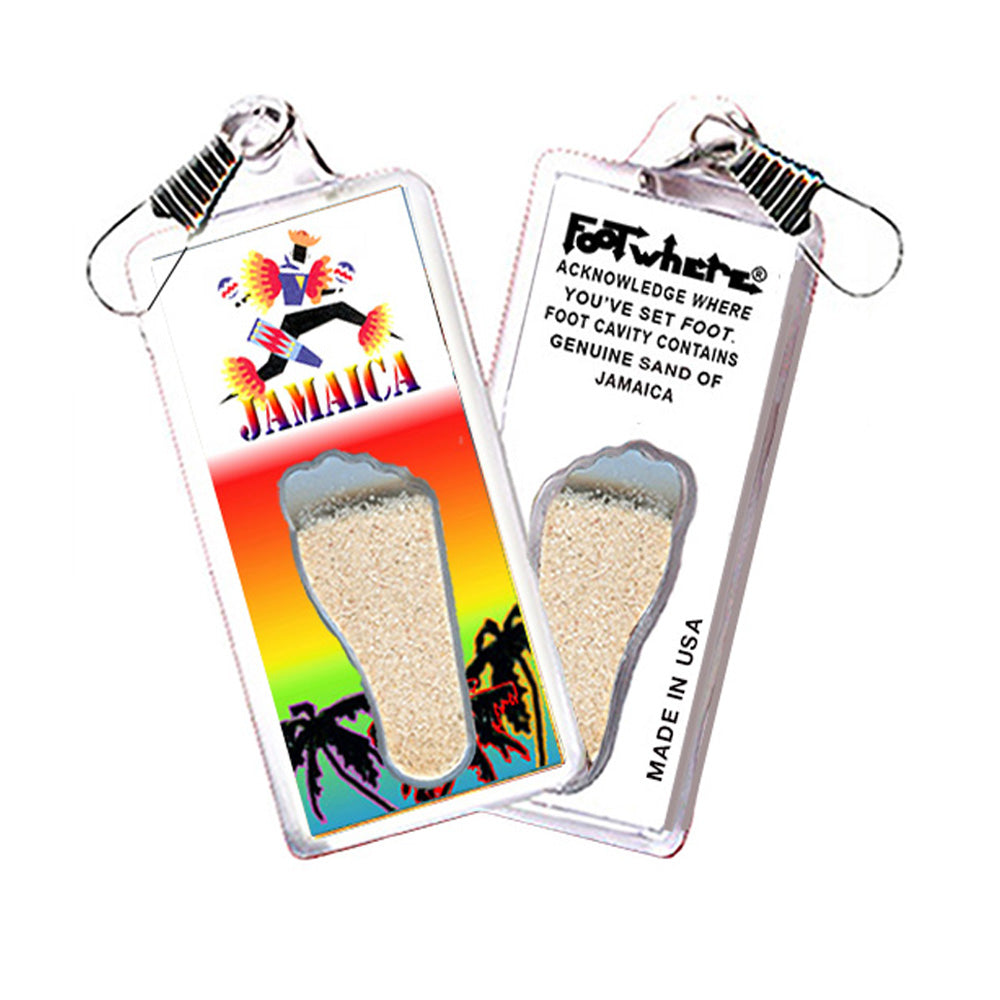 Jamaica FootWhere® Souvenir Zipper-Pull. 72 pieces/6 assorted styles.