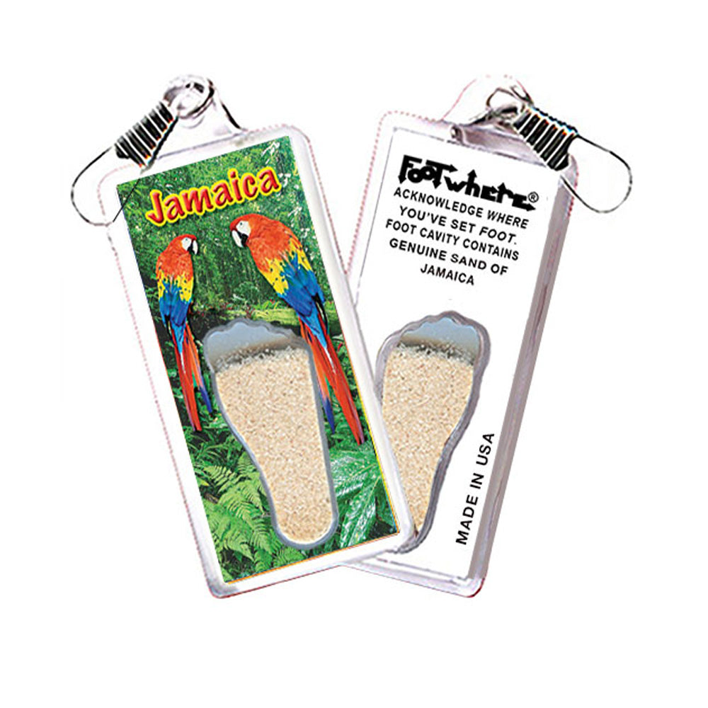 Jamaica FootWhere® Souvenir Zipper-Pull. 72 pieces/6 assorted styles.