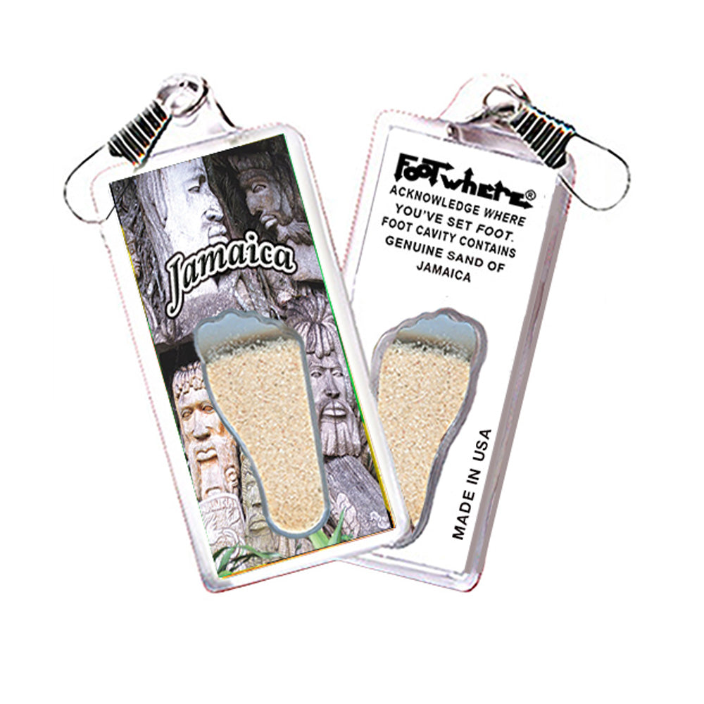 Jamaica FootWhere® Souvenir Zipper-Pull. 72 pieces/6 assorted styles.