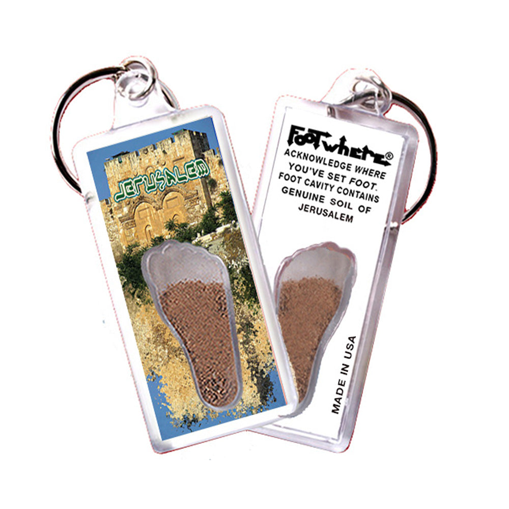 Jerusalem FootWhere® Souvenir Keychain. 72 pieces/ 6 assorted styles.