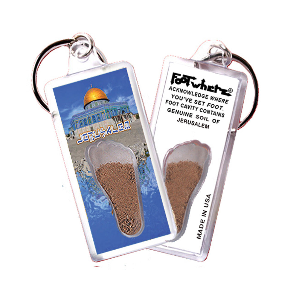 Jerusalem FootWhere® Souvenir Keychain. 72 pieces/ 6 assorted styles.