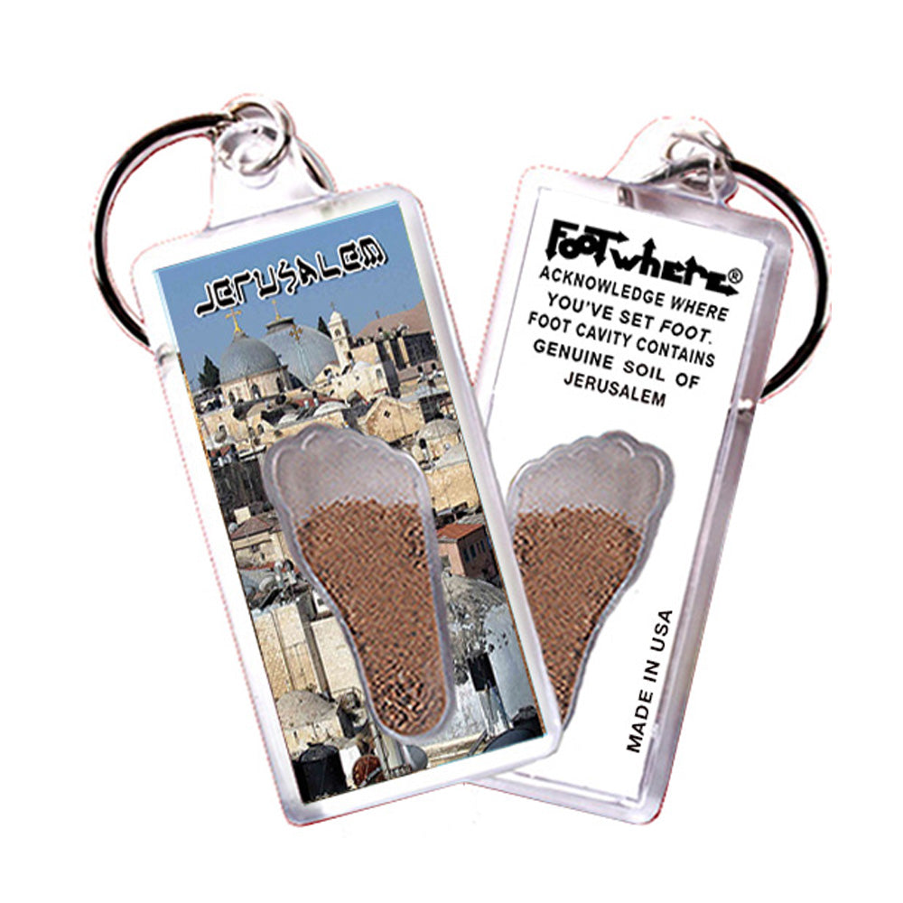 Jerusalem FootWhere® Souvenir Keychain. 72 pieces/ 6 assorted styles.