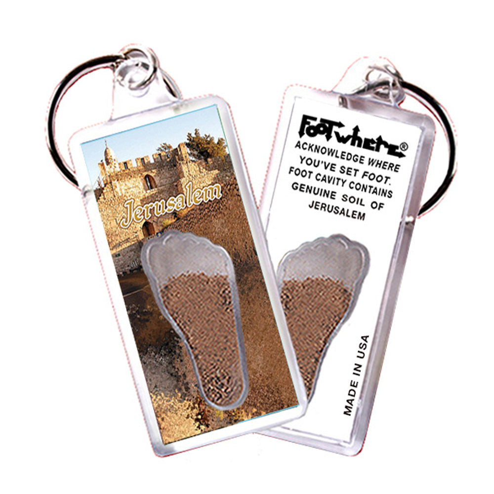 Jerusalem FootWhere® Souvenir Keychain. 72 pieces/ 6 assorted styles.
