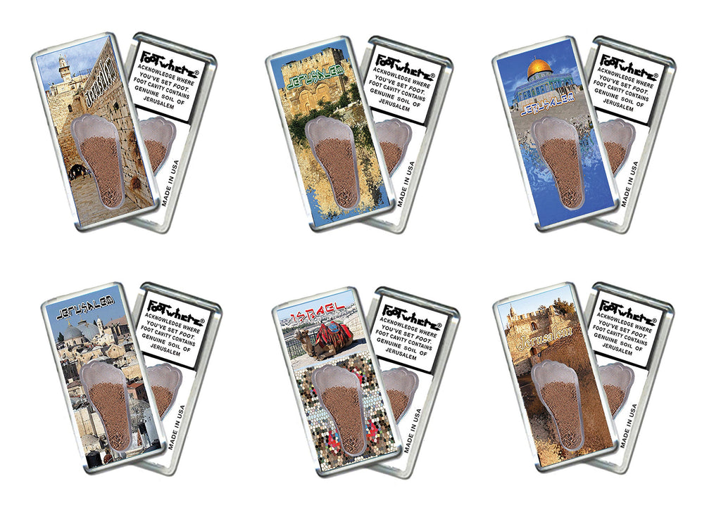 Jerusalem FootWhere® Souvenir Magnet. 72 pieces/ 6 assorted styles.