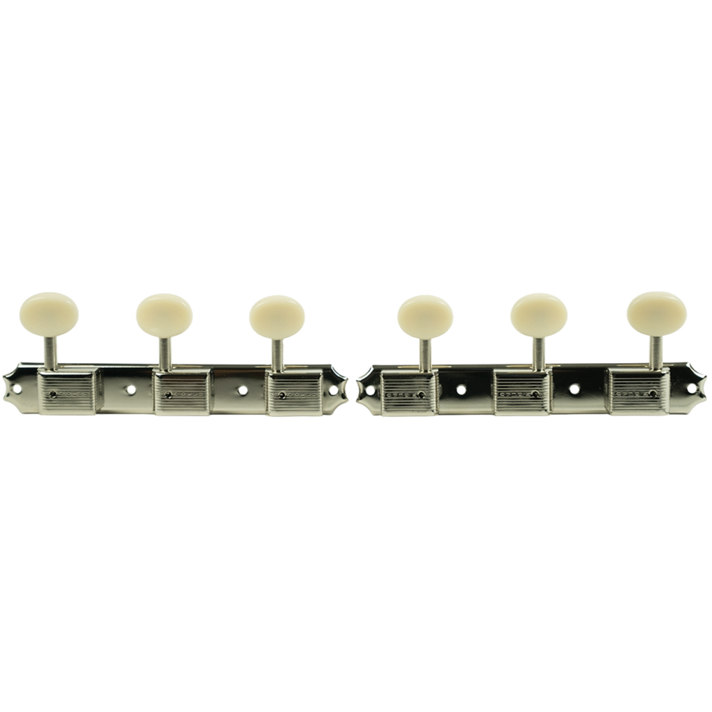 Kluson Tuners (Deluxe Series) w/ Oval Buttons (3-On-Plate) Single-Line - Fits Gibson®