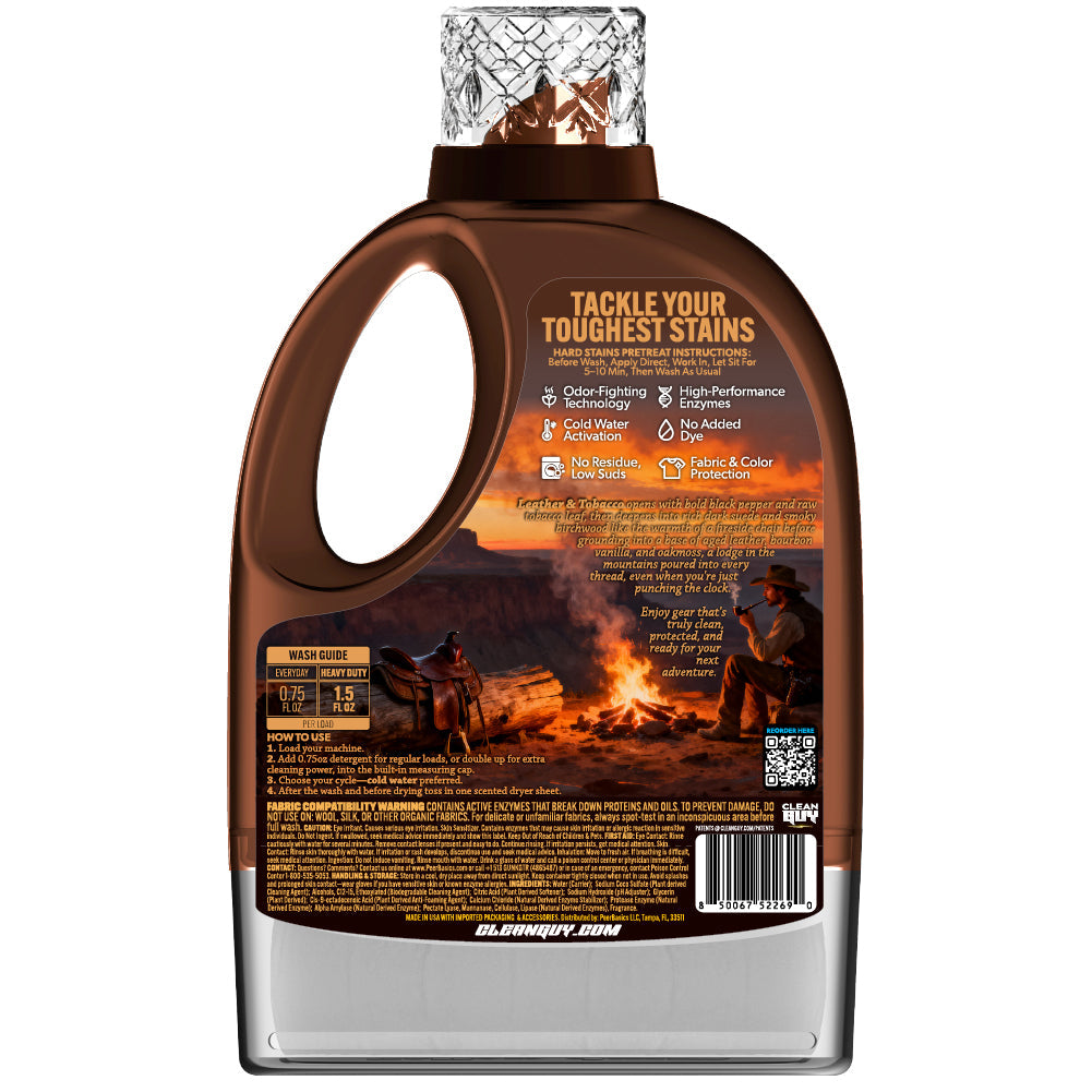 Heavy Duty Premium Laundry Detergent + Built-In Dryer Sheets (100 Loads) -  LEATHER & TOBACCO.