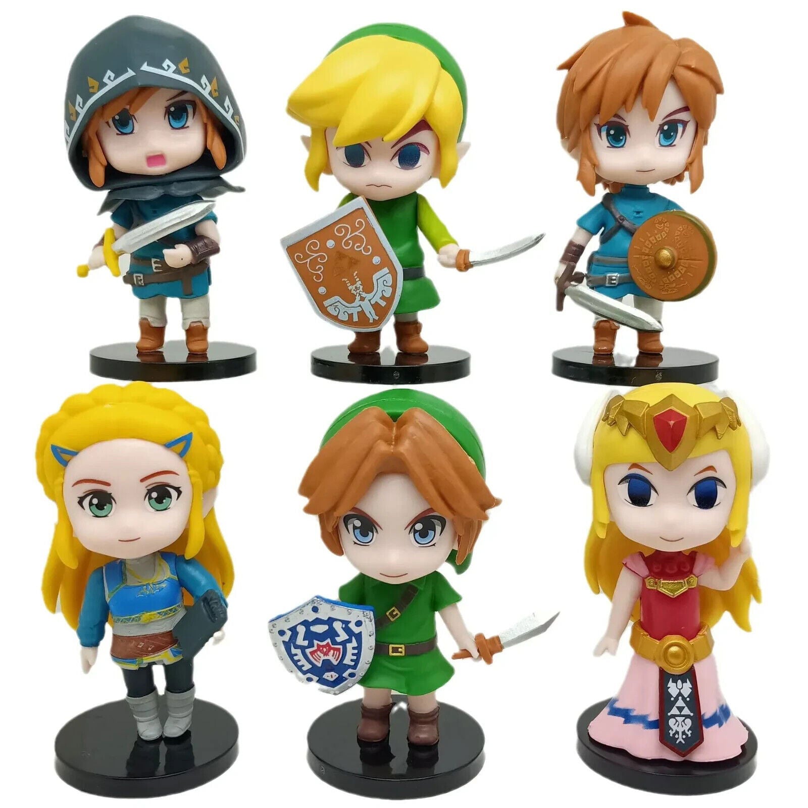 Legend of Zelda 6 Pcs Set Figure, Princess Zelda and Link Gaming Figurine 4 in
