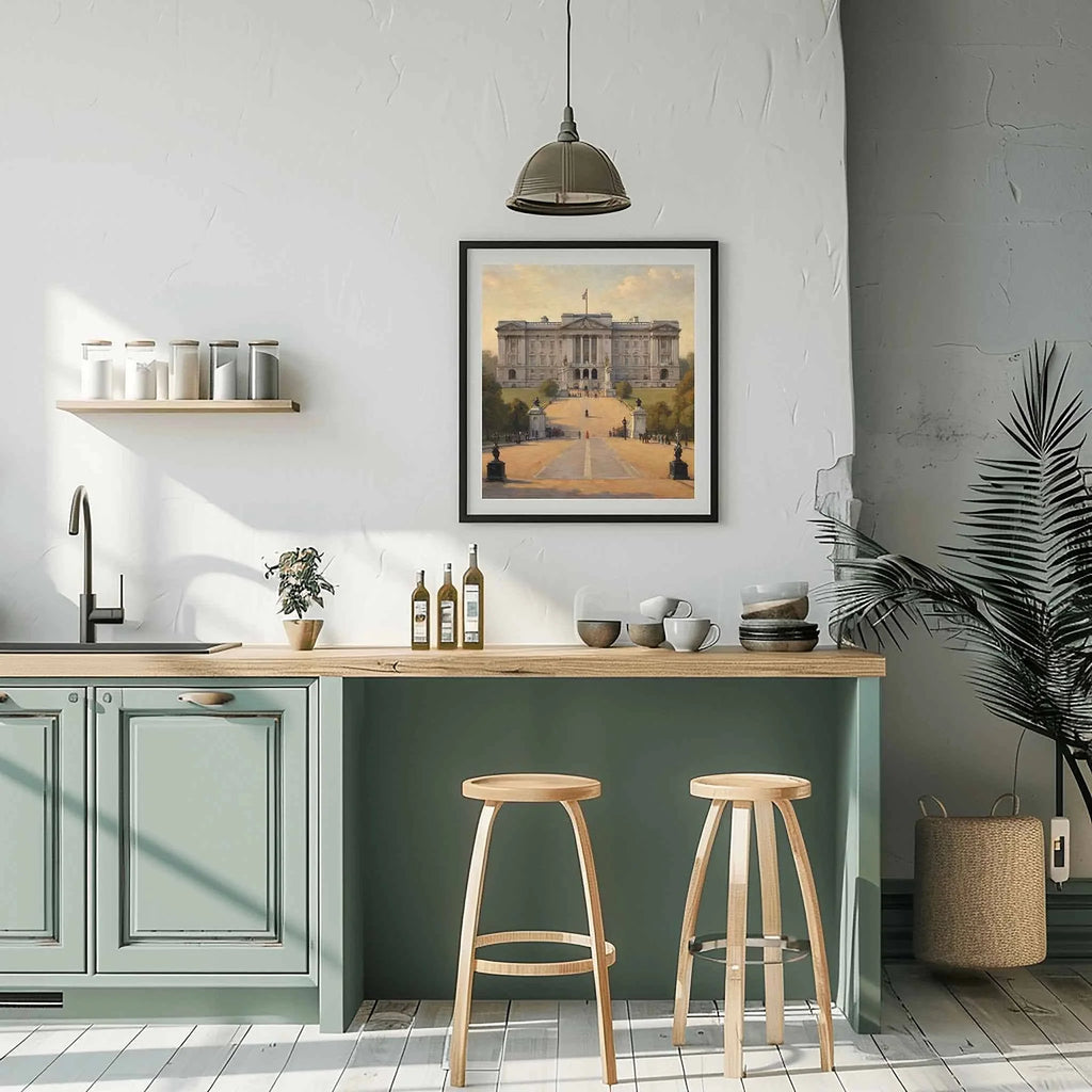 Royal Presence: Iconic Buckingham Palace & State Entrance Oil Painting
