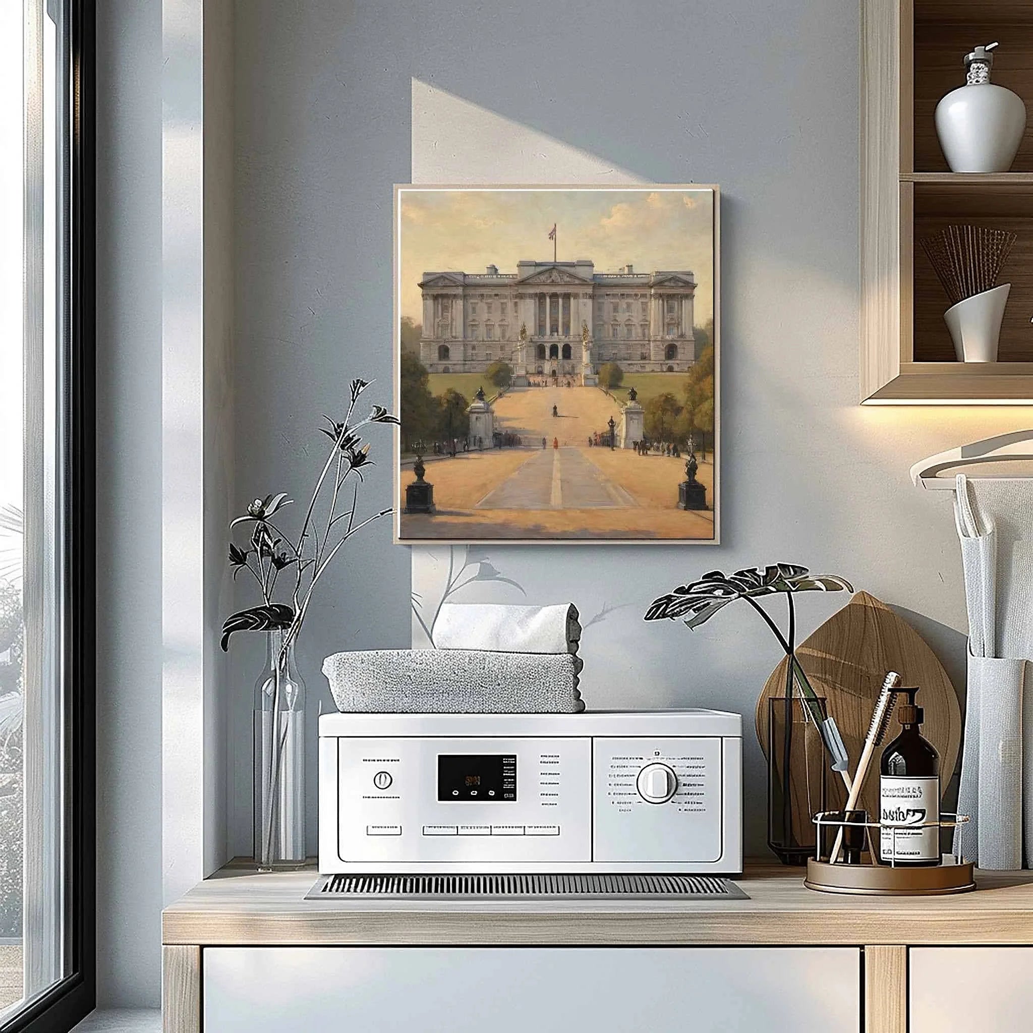 Royal Presence: Iconic Buckingham Palace & State Entrance Oil Painting