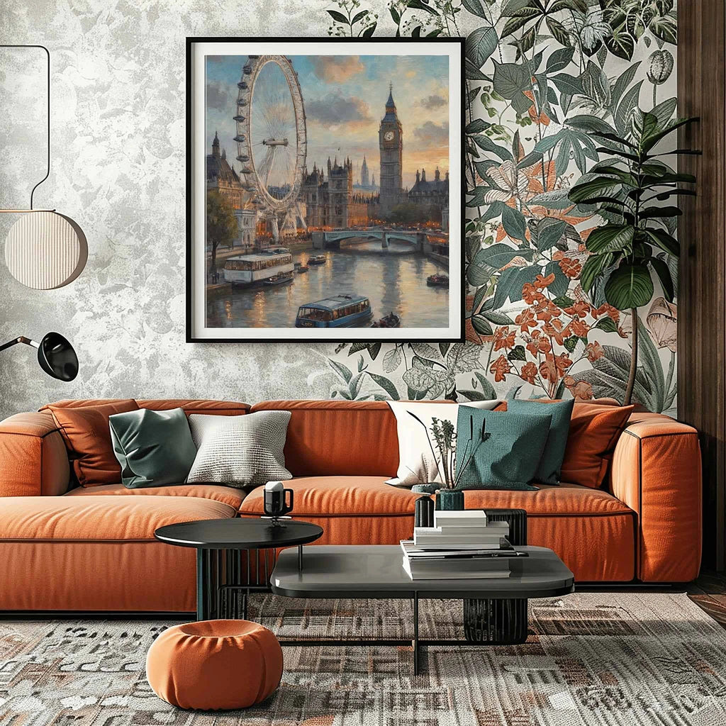 London Eye Horizon: Iconic Ferris Wheel & Westminster Panorama Oil Painting