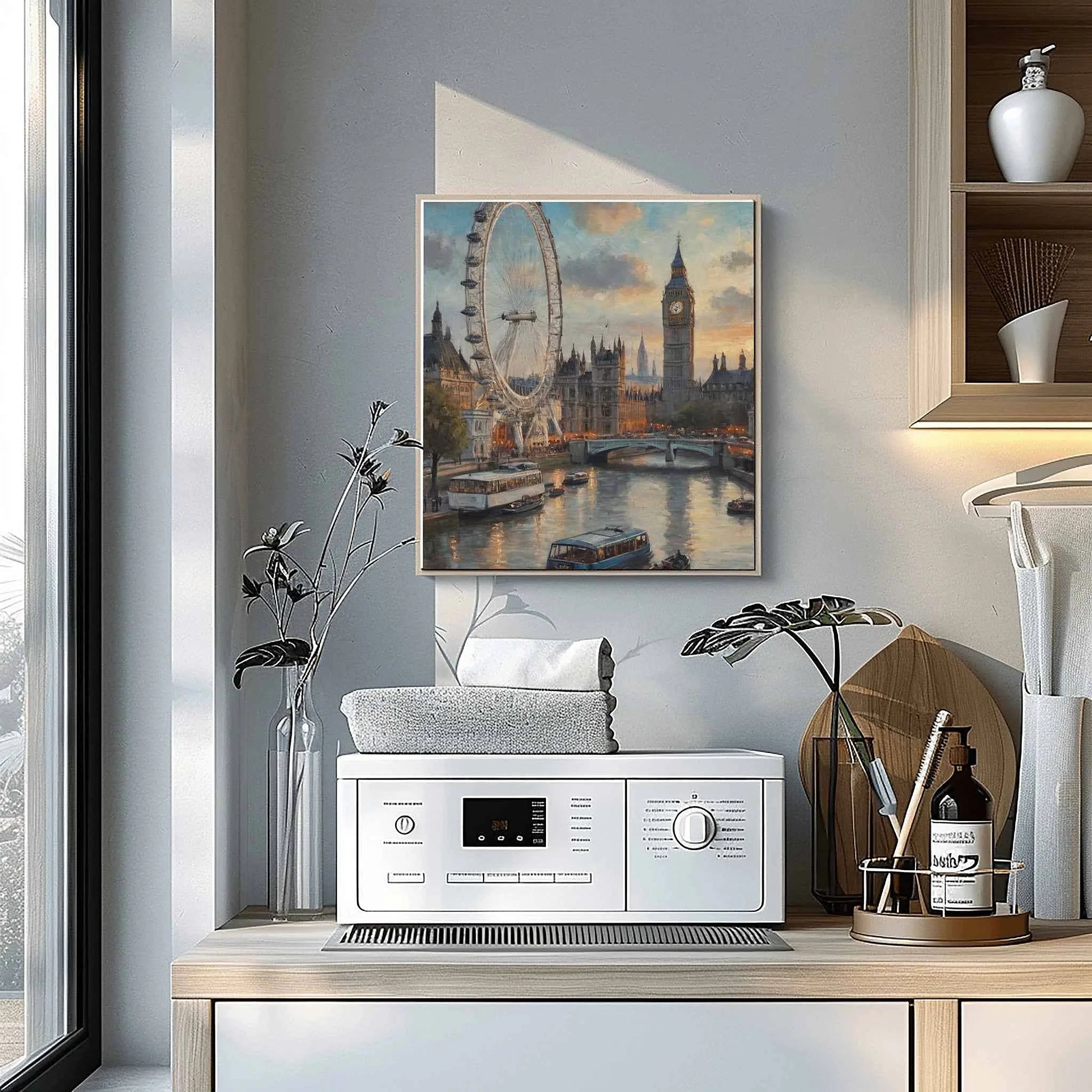 London Eye Horizon: Iconic Ferris Wheel & Westminster Panorama Oil Painting