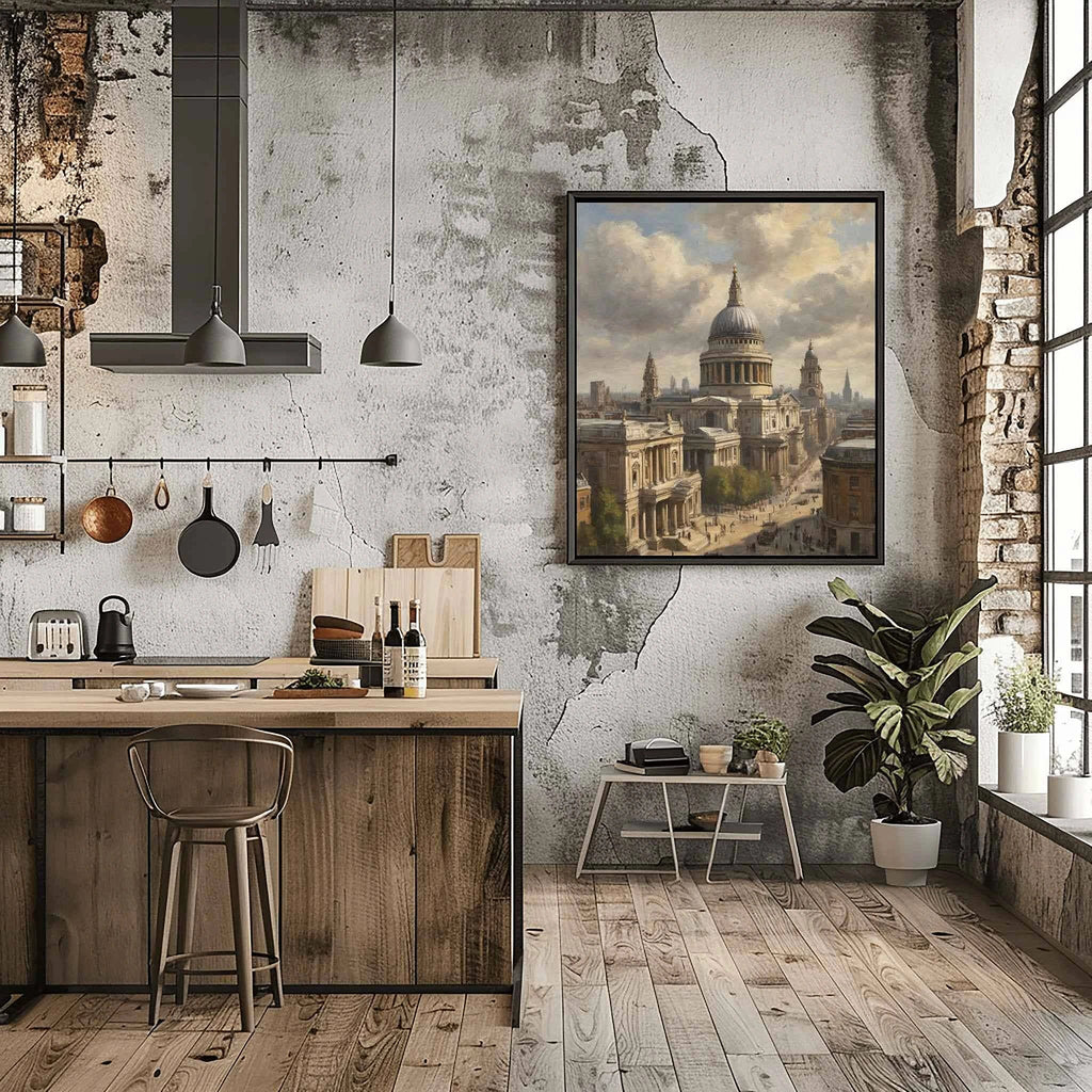 St. Paul's Majesty: Historic Cathedral & London Skyline Oil Painting