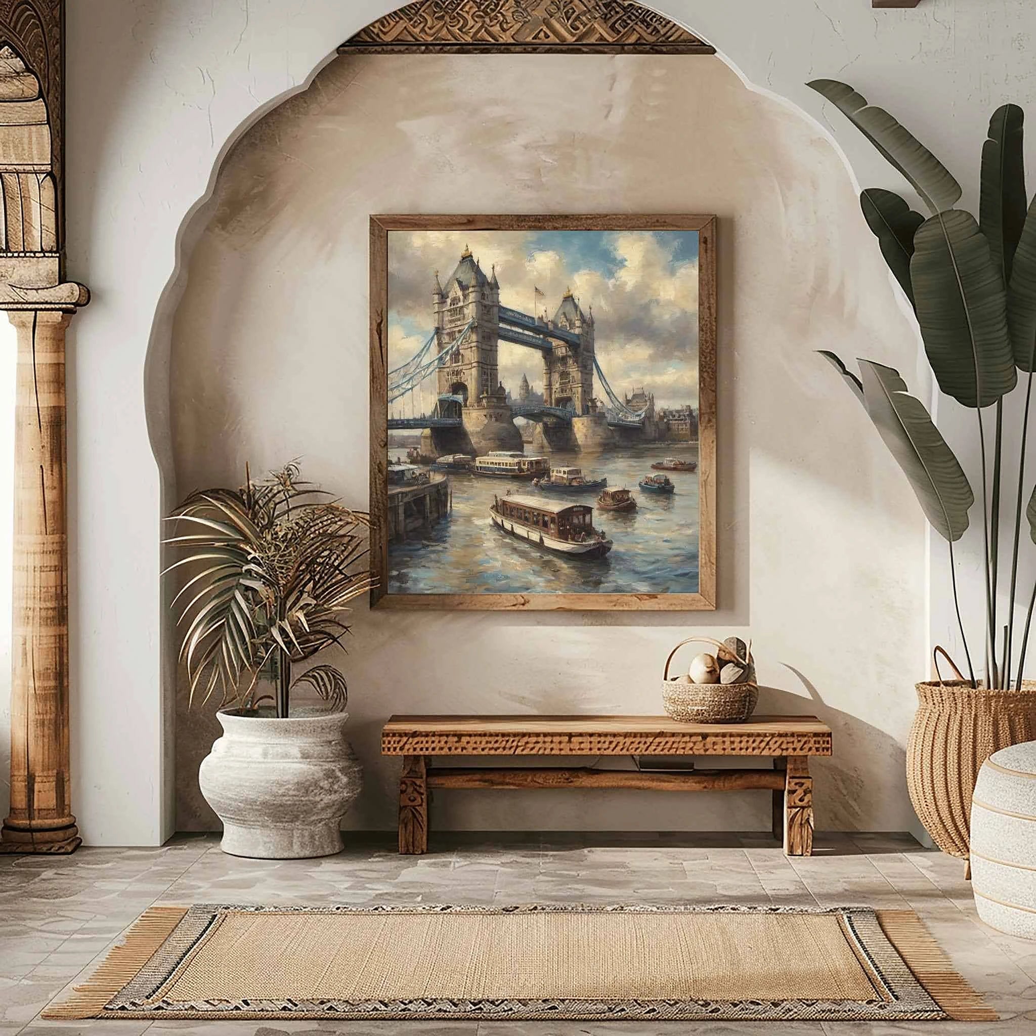 Tower Bridge Grandeur: Iconic London River Crossing Oil Painting