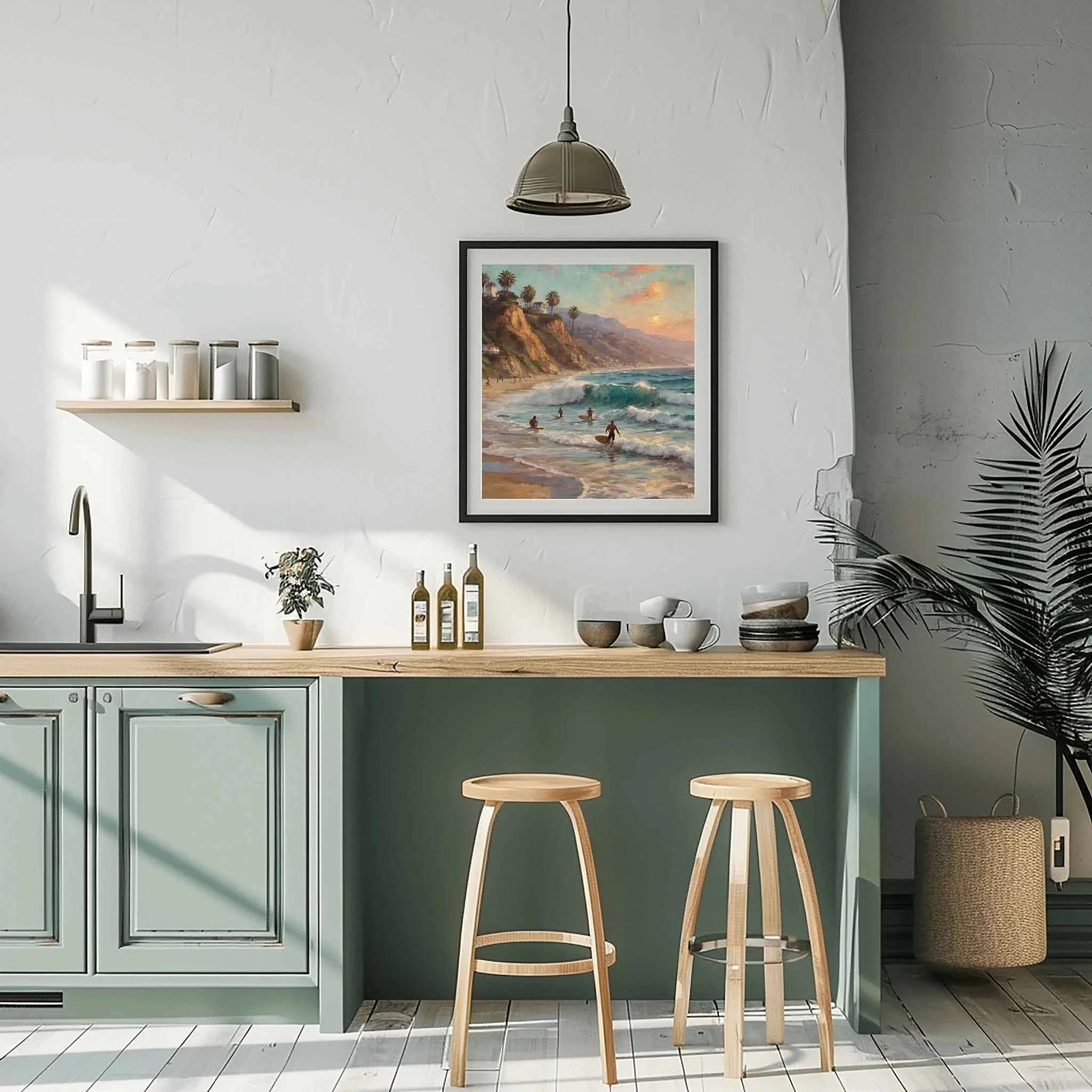 Malibu Surf Sunset: Iconic California Beach & Pacific Ocean Oil Painting