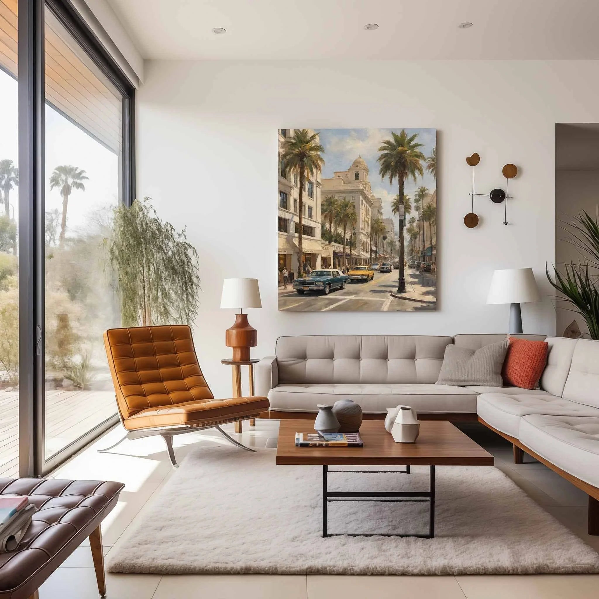 Rodeo Drive Glamour: Iconic Beverly Hills & Palm Trees Oil Painting