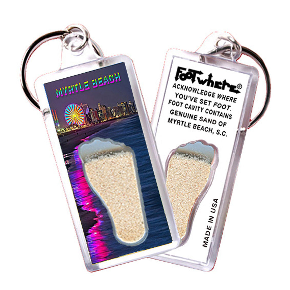 Myrtle Beach FootWhere® Souvenir Keychain. 72 pieces/6 assorted styles.