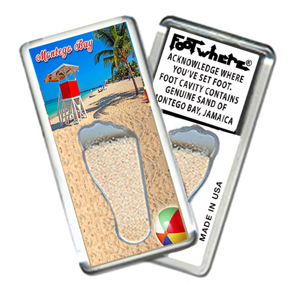 Montego Bay  FootWhere® Souvenir Magnet. 72 pieces/6 assorted styles.