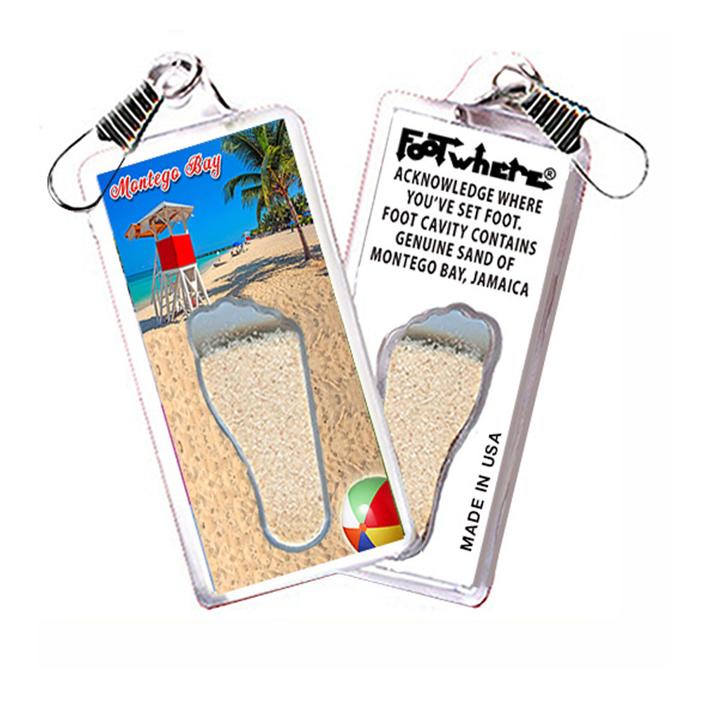 Montego Bay  FootWhere® Souvenir Zipper-Pull. 72 pieces/6 assorted styles.