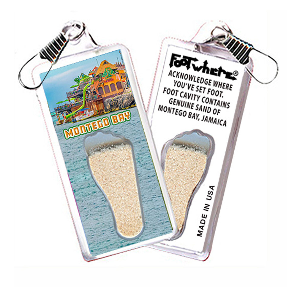 Montego Bay  FootWhere® Souvenir Zipper-Pull. 72 pieces/6 assorted styles.