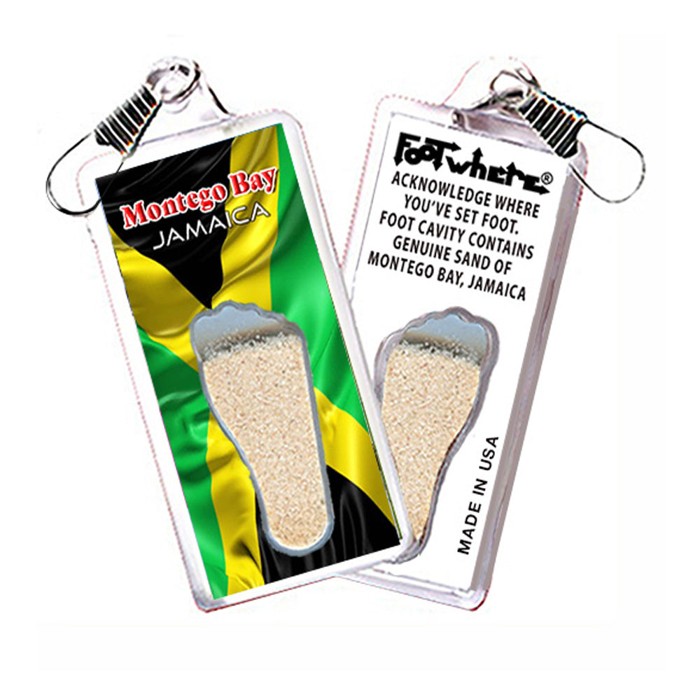 Montego Bay  FootWhere® Souvenir Zipper-Pull. 72 pieces/6 assorted styles.