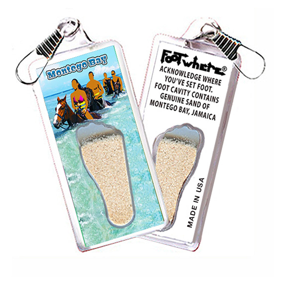 Montego Bay  FootWhere® Souvenir Zipper-Pull. 72 pieces/6 assorted styles.
