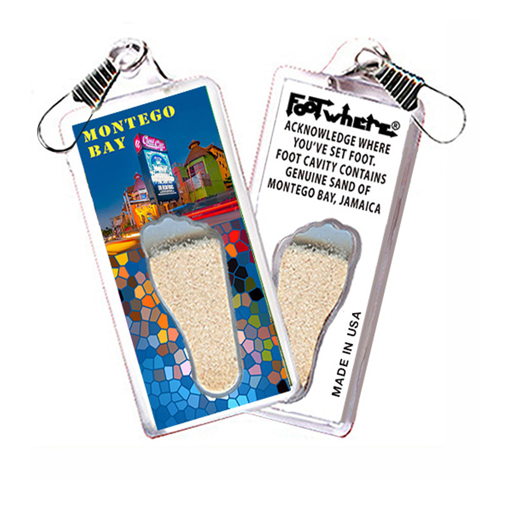 Montego Bay  FootWhere® Souvenir Zipper-Pull. 72 pieces/6 assorted styles.