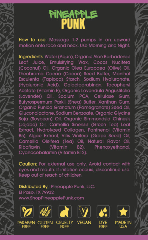 Anti-Aging Face Moisturizer-Vanilla and Lavender Natural & Organic