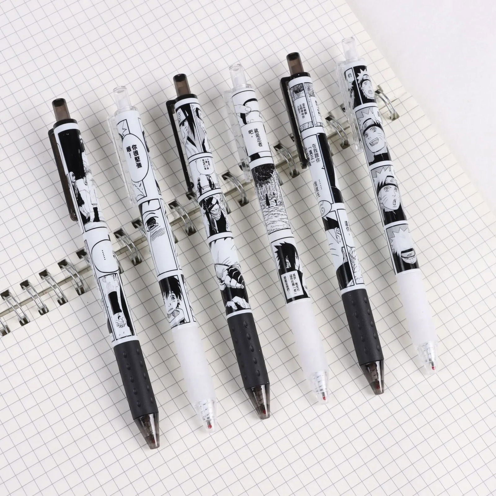 Naruto 6 PCS Set Gel Pen, Anime 0.5 Black Ink Signature Pen School Writing And Office Supplies Stationery Gift