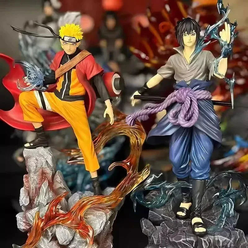 Naruto Shippuden Anime Figures Sasuke Uchiha and Naruto Uzumaki PVC 27 CM