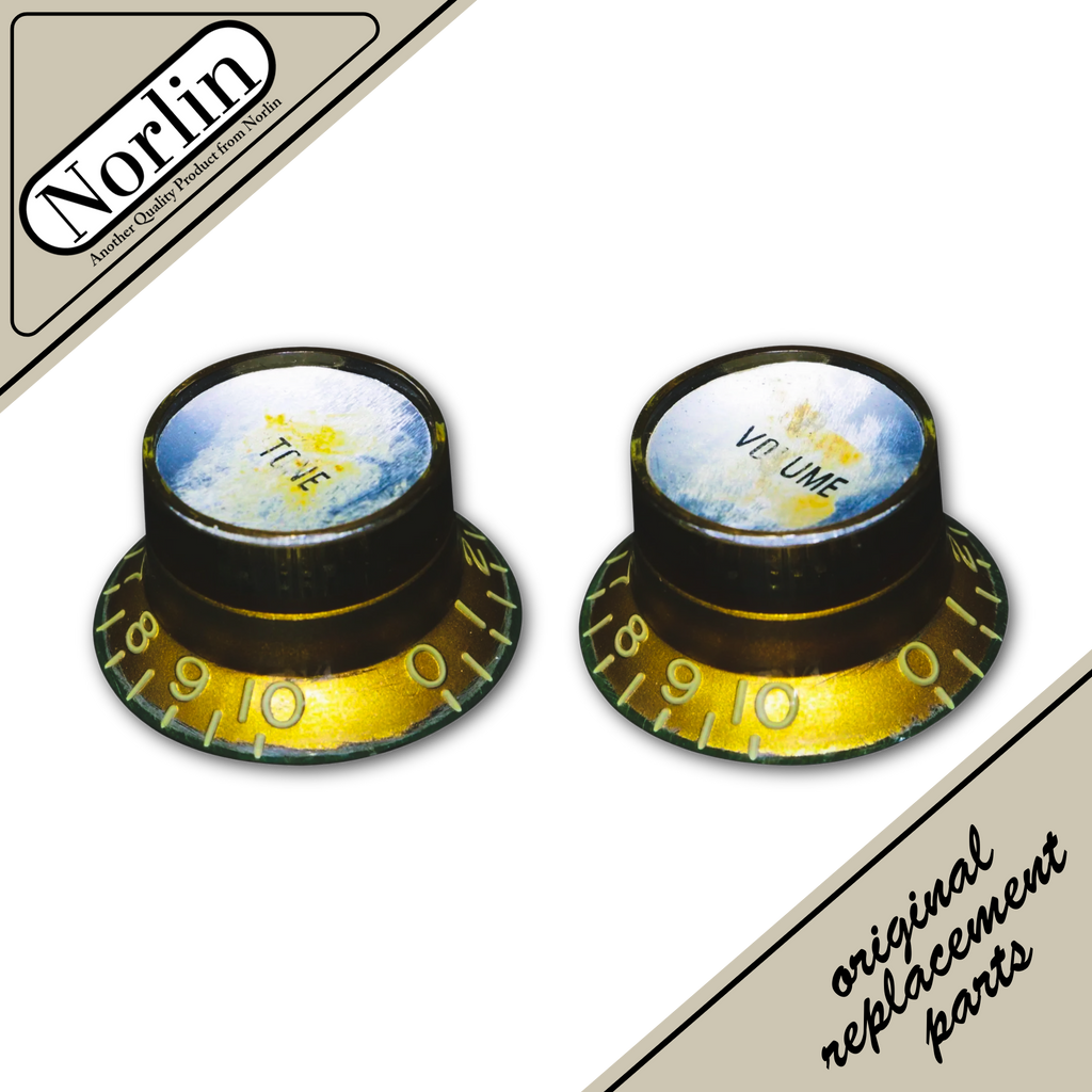 Embossed Aged Relic Top Hat Reflector Tone & Volume Knob for Gibson® Guitars